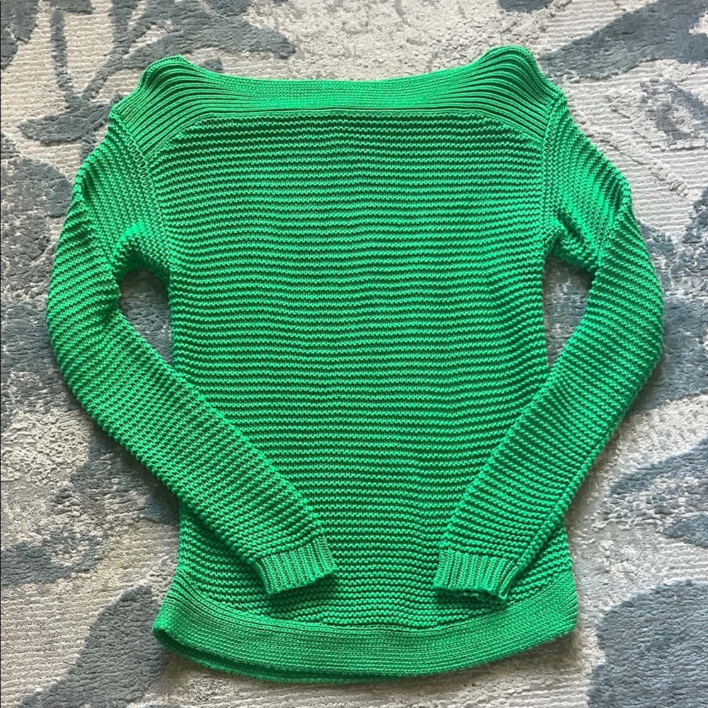 Ralph Lauren Vibrant Green Off-Shoulder Sweater